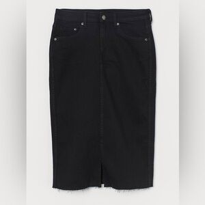 & Denim Women’s Black Denim Midi Front Slit Pencil Skirt size 14